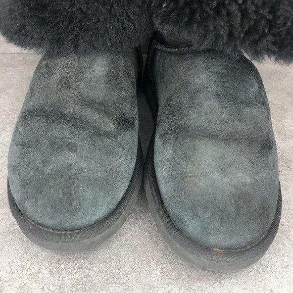 Ugg Bailey Button Boot, Short Suede Shearling Boots 5803, Black, Women's 6 - Picture 3 of 8